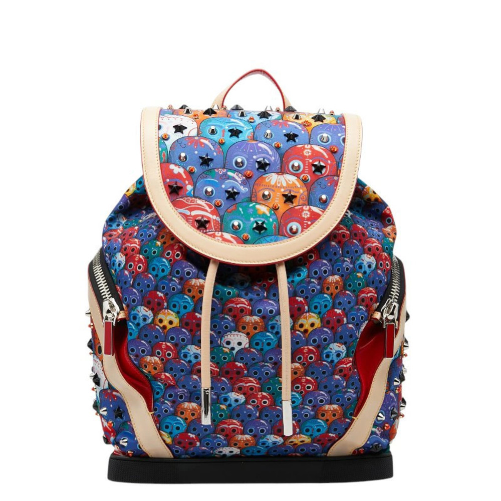 Christian Louboutin Explorer Funk Skull Backpack Multicolor Leather